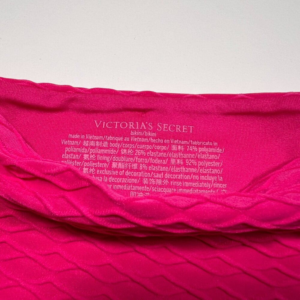 Victoria Secret Small S Bikini Bottom Classic DOUBLE Side Tie Textured Pink - Picture 6 of 6